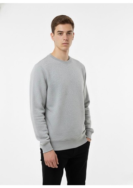 Unisex Relax Fit Rahat Kesim Pamuklu Yumusak Dokulu Içi Polarli Bisiklet Yaka Sweatshirt indirimleri