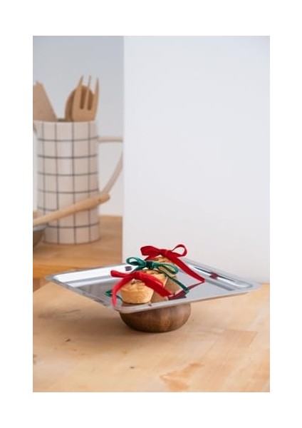 & Ahşap Ayaklı Metal Kare Servis/sunum Tepsi modelleri