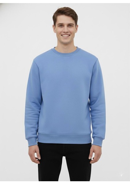 Unisex Relax Fit Rahat Kesim Pamuklu Yumusak Dokulu Içi Polarli Bisiklet Yaka Sweatshirt fiyatları