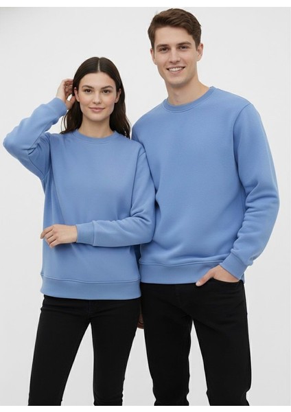 Unisex Relax Fit Rahat Kesim Pamuklu Yumusak Dokulu Içi Polarli Bisiklet Yaka Sweatshirt modelleri