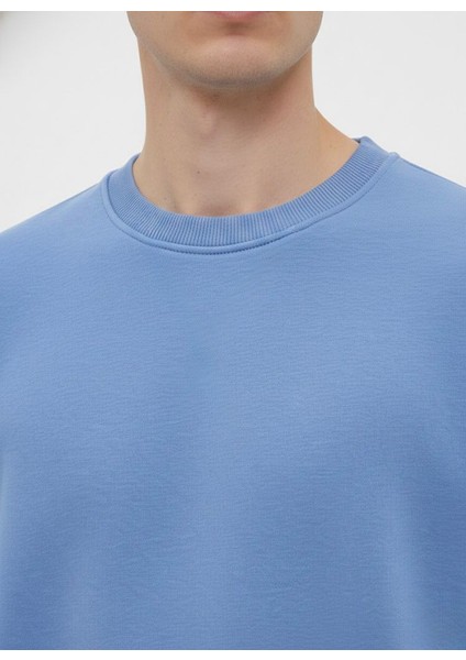 Unisex Relax Fit Rahat Kesim Pamuklu Yumusak Dokulu Içi Polarli Bisiklet Yaka Sweatshirt