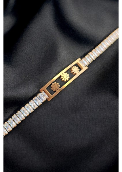 Altın Rengi Çiçek Kadın Bileklik (Ayarlanabilir) fiyatları