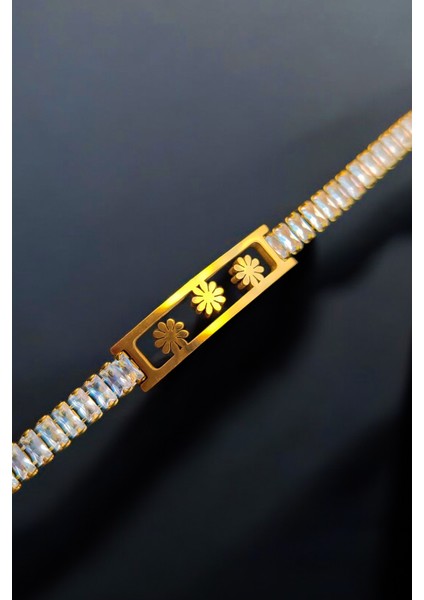 Altın Rengi Çiçek Kadın Bileklik (Ayarlanabilir) modelleri