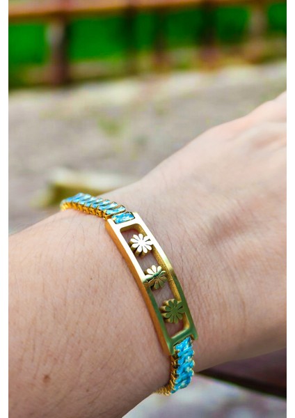 Altın Rengi Çiçek Kadın Bileklik (Ayarlanabilir) fırsatları