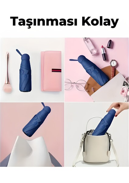 Katlanabilir Taşınabilir Şemsiye - 4 Renk Seçeneğiyle Minimalist Tasarım Siyah,krem,lacivert,bordo fiyatları