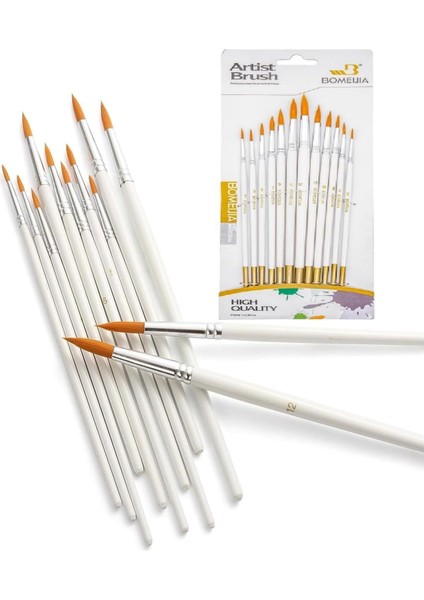 Resim Fırçası 12 Parça Sanat Akrilik Yağlıboya Fırça Seti