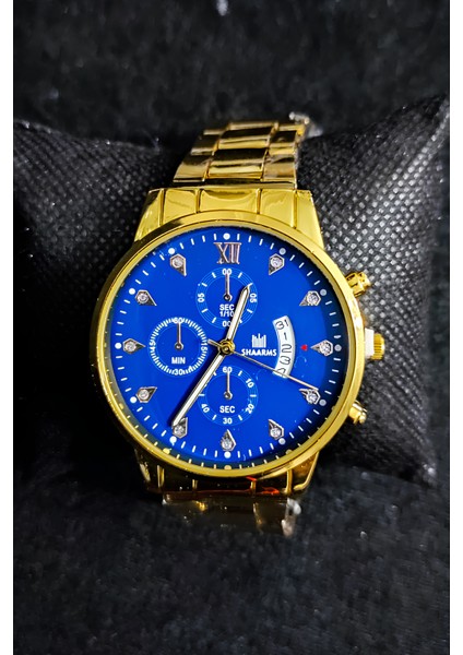 Altın, Gümüş ve Siyah Paslanmaz Çelik Erkek Kol Saati - Şık ve Dayanıklı Tasarım