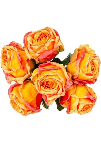 Yapay Çiçek Gül 6&apos;lı Demet Sarı-Kırmızı 37 Cm. modelleri