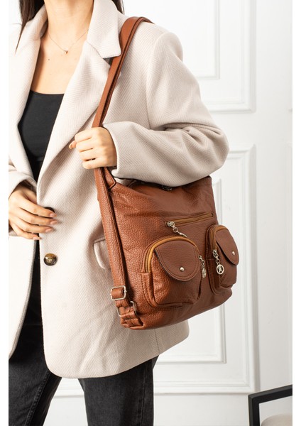 Kadın Çok Bölmeli Cepli Sırt ve Omuz Çantası fiyatları