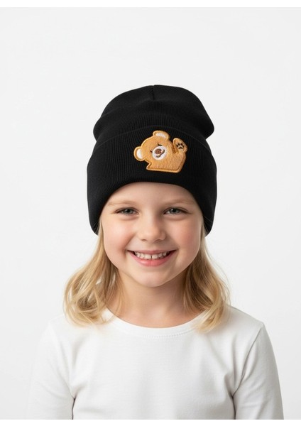 Bear Baskılı Unisex Çocuk Bere