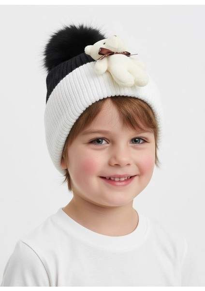 Ponponlu Ayıcıklı Çift Renk Unisex Çocuk Bere fiyatları
