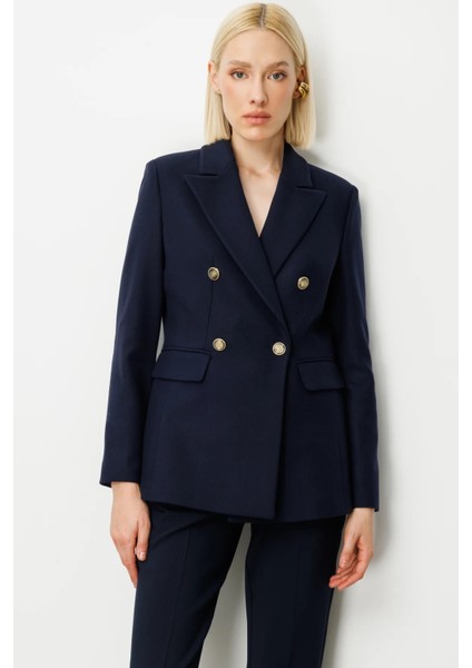 Kruvaze Yaka Kaşe Ceket 5069