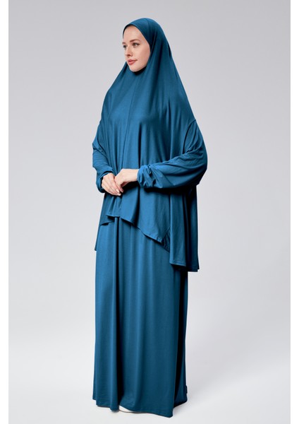 Kadın Iki Parça Namaz Elbisesi Başörtülü Organik Pamuklu Lastikli Kolu Kaymaz Etek Penye Tesettür fiyatları