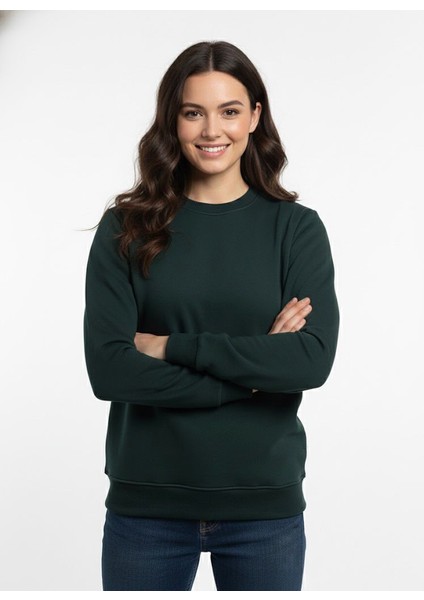 Unisex Relax Fit Rahat Kesim Pamuklu Yumusak Dokulu Içi Polarli Bisiklet Yaka Sweatshirt