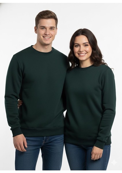 Unisex Relax Fit Rahat Kesim Pamuklu Yumusak Dokulu Içi Polarli Bisiklet Yaka Sweatshirt fiyatları