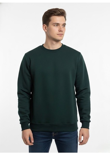 Unisex Relax Fit Rahat Kesim Pamuklu Yumusak Dokulu Içi Polarli Bisiklet Yaka Sweatshirt indirimleri