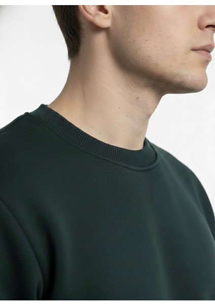 Unisex Relax Fit Rahat Kesim Pamuklu Yumusak Dokulu Içi Polarli Bisiklet Yaka Sweatshirt