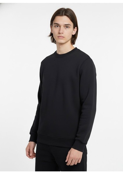 Unisex Relax Fit Rahat Kesim Pamuklu Yumusak Dokulu Içi Polarli Bisiklet Yaka Sweatshirt modelleri