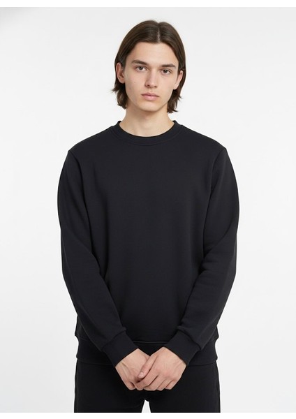 Unisex Relax Fit Rahat Kesim Pamuklu Yumusak Dokulu Içi Polarli Bisiklet Yaka Sweatshirt fırsatları