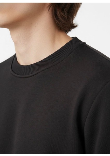 Unisex Relax Fit Rahat Kesim Pamuklu Yumusak Dokulu Içi Polarli Bisiklet Yaka Sweatshirt