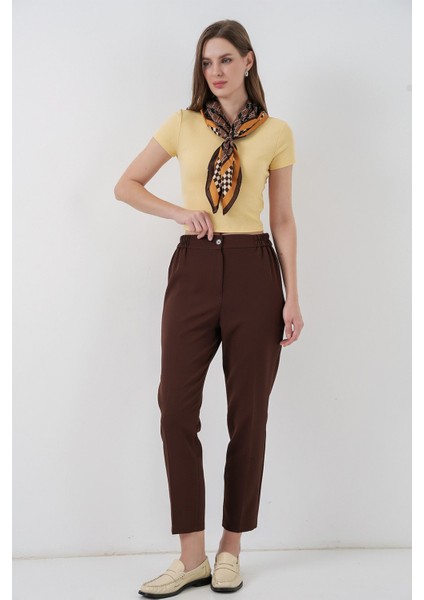 Kadın Bdart Düğmeli Yüksek Bel Kumaş Pantolon Mocha Kahvesi modelleri