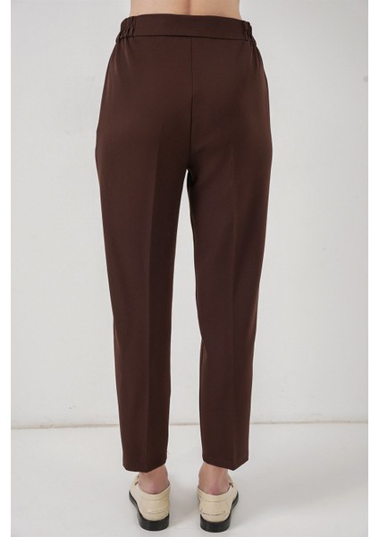 Kadın Bdart Düğmeli Yüksek Bel Kumaş Pantolon Mocha Kahvesi