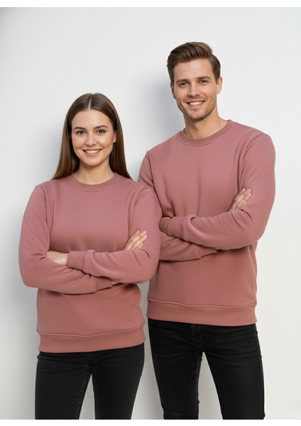 Unisex Relax Fit Rahat Kesim Pamuklu Yumusak Dokulu Içi Polarli Bisiklet Yaka Sweatshirt fiyatları