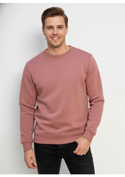 Unisex Relax Fit Rahat Kesim Pamuklu Yumusak Dokulu Içi Polarli Bisiklet Yaka Sweatshirt indirimleri