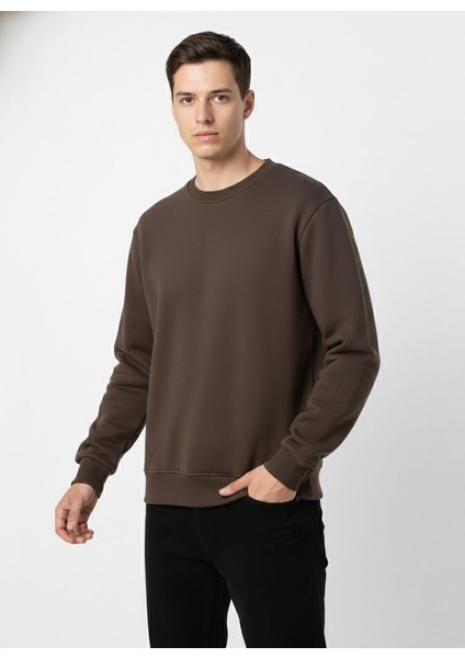 Unisex Relax Fit Rahat Kesim Pamuklu Yumusak Dokulu Içi Polarli Bisiklet Yaka Sweatshirt modelleri