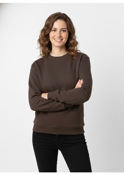 Unisex Relax Fit Rahat Kesim Pamuklu Yumusak Dokulu Içi Polarli Bisiklet Yaka Sweatshirt fırsatları