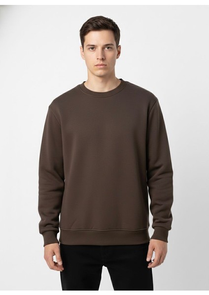 Unisex Relax Fit Rahat Kesim Pamuklu Yumusak Dokulu Içi Polarli Bisiklet Yaka Sweatshirt indirimleri