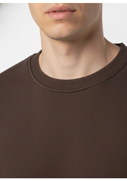 Unisex Relax Fit Rahat Kesim Pamuklu Yumusak Dokulu Içi Polarli Bisiklet Yaka Sweatshirt