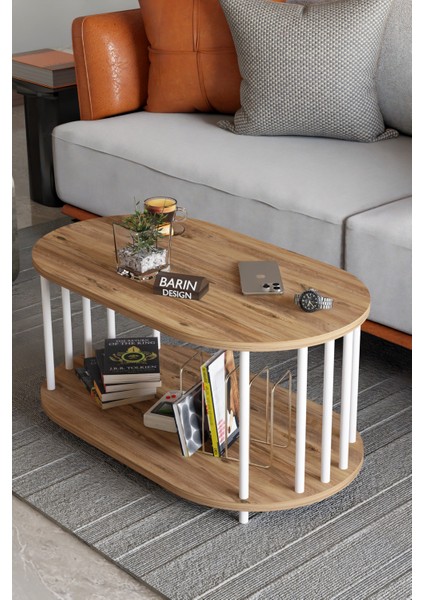 Modern Oval Orta Sehpa Çift Katlı Metal Ayaklı Salon, Ofis, Dekoratif Sehpa, Beyaz Demir modelleri