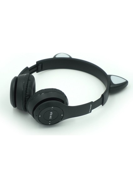 JP-1302 P47M Katlanabilir Kedi Kulaklı Işıklı Kablosuz Kulak Üstü Kulaklık