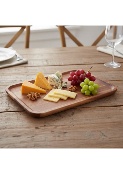 Akasya Ahşap Servis Tepsisi ve Sunumluk (33X24 Cm) | Doğal Akasya Ağacı Kahvaltı, Peynir, Şarküteri ve Ikram Tabağı | Kenarlı Ahşap Tepsi fiyatları