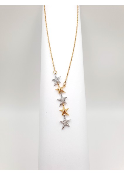 ★★ Altın/gümüş Yıldızlı Asimetrik Zincir Kolye ★★ fiyatları