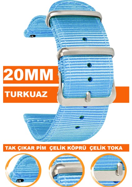 samsung galaxy 4 5 5 pro 6 40mm-42mm-44mm-46mm kasa uyumlu 20mm premıum nato kumaş tekstil saat kordonu kayışı f39clds-m