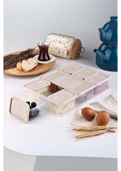 Life 8 Adet Krem Kapaklı Kahvaltılık Seti Saklama Kabı MIT1164