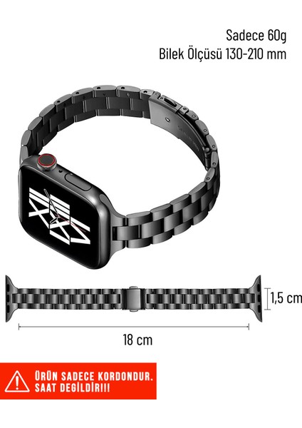 Apple Watch Seri 2/3/4/5/6/7/8/9/se 38MM 40MM 41MM ve Seri 10/11 42MM Uyumlu Ince Metal Kordon modelleri