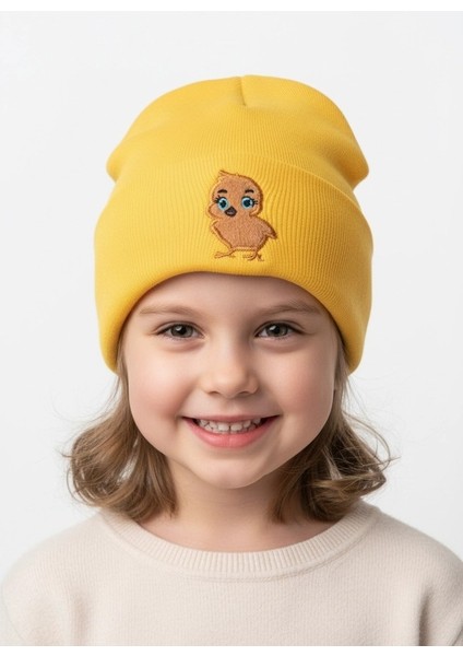 Civciv Desenli Unisex Çocuk Bere