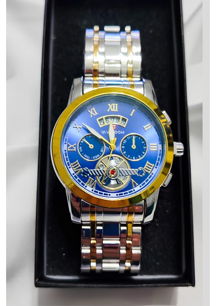 Su Geçirmez Mavi Kadranlı Lüks Erkek Kol Saati - Çok Fonksiyonlu Tasarım