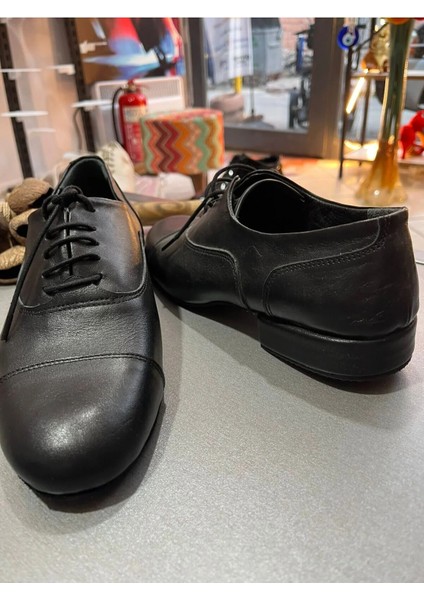 Siyah Deri Erkek Maskaratlı Çarık Tango , Dans ve Salon Ayakkabısı