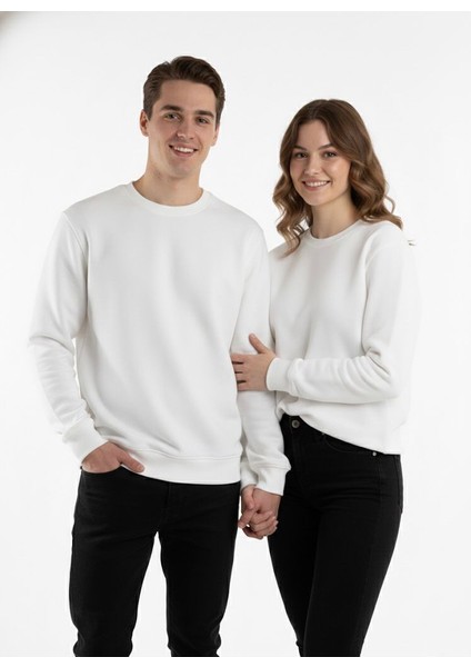 Unisex Relax Fit Rahat Kesim Pamuklu Yumusak Dokulu Içi Polarli Bisiklet Yaka Sweatshirt fiyatları