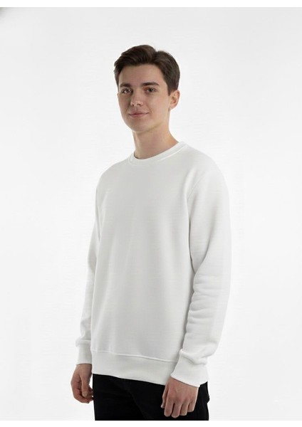 Unisex Relax Fit Rahat Kesim Pamuklu Yumusak Dokulu Içi Polarli Bisiklet Yaka Sweatshirt modelleri