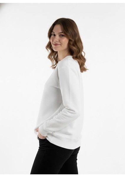 Unisex Relax Fit Rahat Kesim Pamuklu Yumusak Dokulu Içi Polarli Bisiklet Yaka Sweatshirt fırsatları