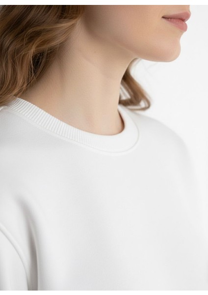 Unisex Relax Fit Rahat Kesim Pamuklu Yumusak Dokulu Içi Polarli Bisiklet Yaka Sweatshirt