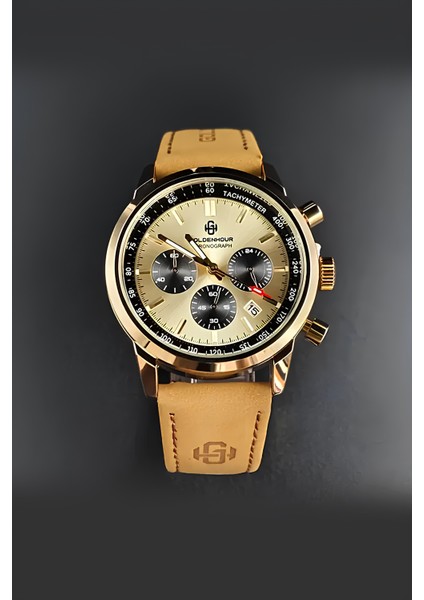 Altın Renk Kadran, Kahverengi Kordon Erkek Kol Saati, Paslanmaz Çelik, Su Geçirmez, fiyatları