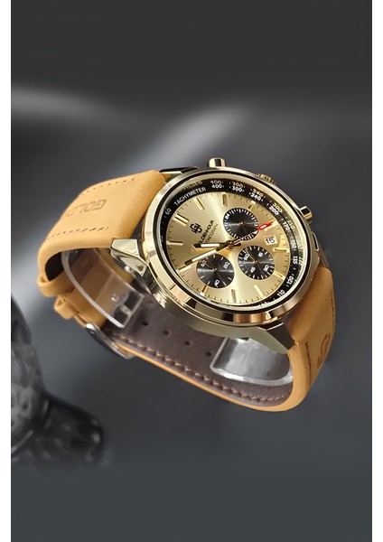 Altın Renk Kadran, Kahverengi Kordon Erkek Kol Saati, Paslanmaz Çelik, Su Geçirmez, modelleri