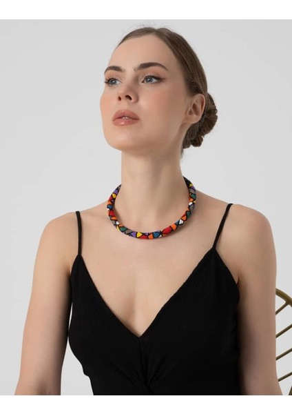 Db Dilek Baş Tasarım Afrika Desenli Bohem Kolye