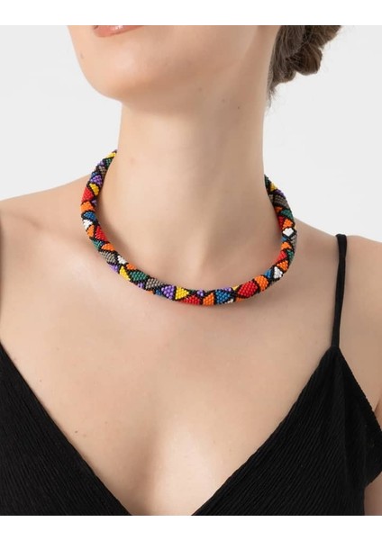 Db Dilek Baş Tasarım Afrika Desenli Bohem Kolye